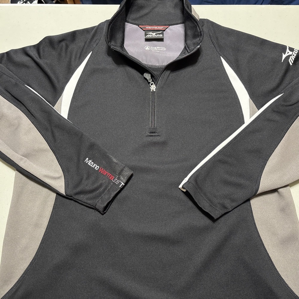 Mizuno WarmaLite Pullover Shirt Mens S Black 1/4 Zip Long Sleeve Top Running
